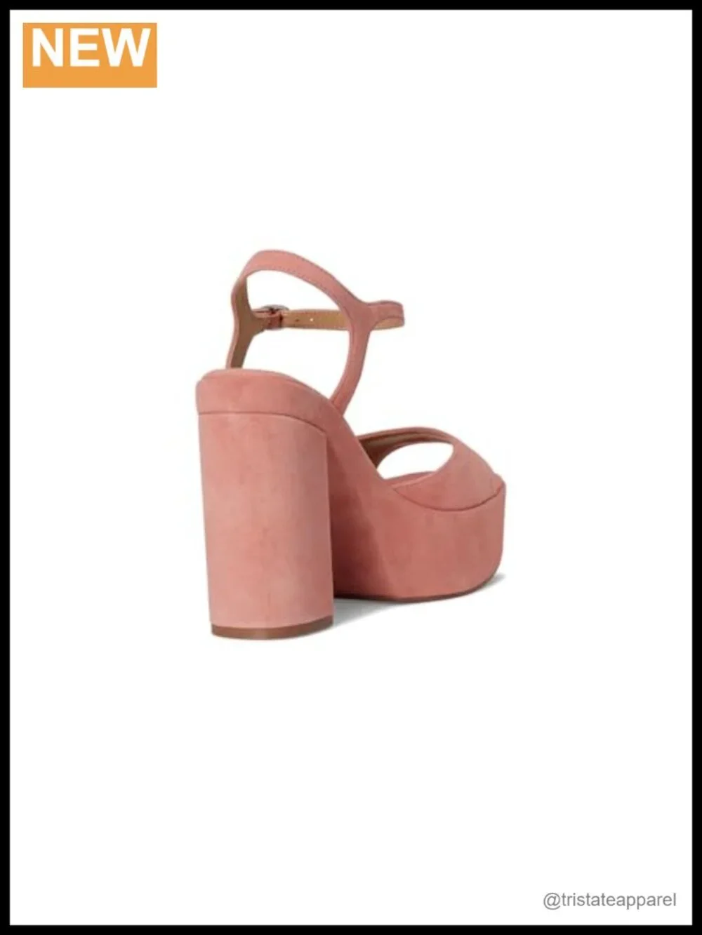 Suede Platform Heels with Ankle Strap Square Toe